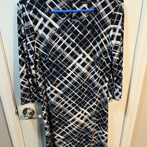 Tommy Hilfiger Dark Blue and White Plaid 3/4 Sleeve Dress Size 10